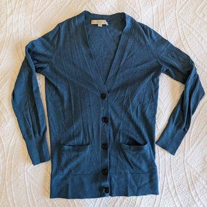 LOFT Size S button down long cardigan blue